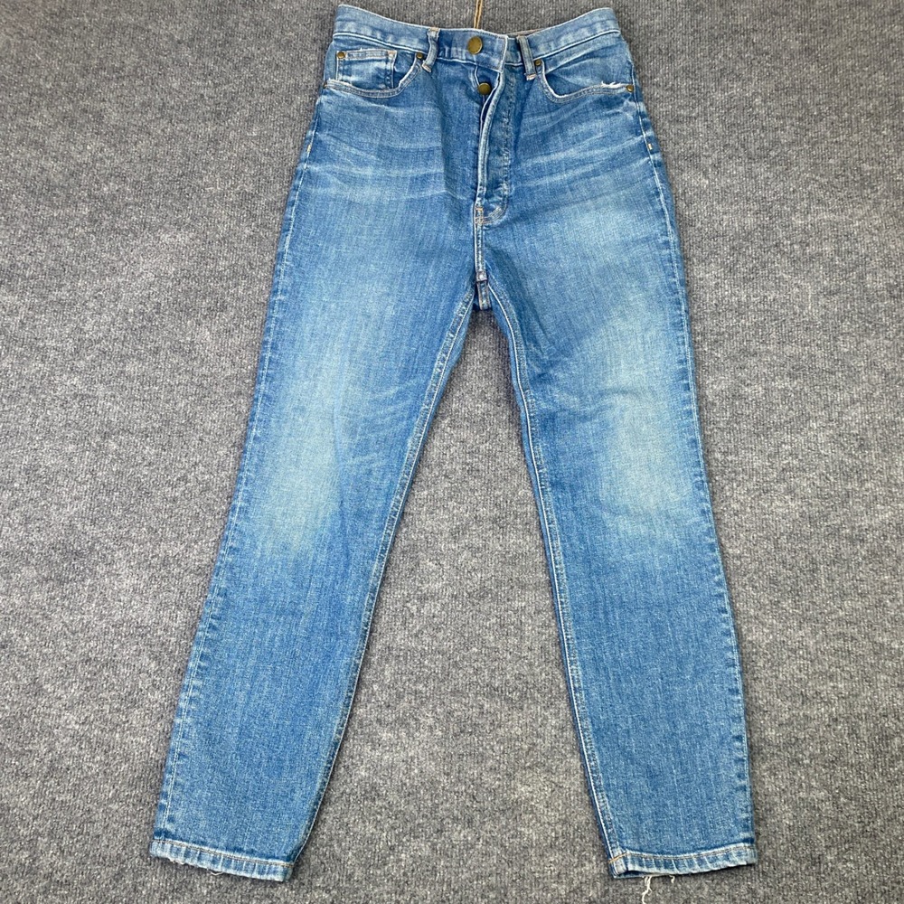 The Great The Peg High Rise Tapered Jeans Blue Medium Wash Button Fly Size 29